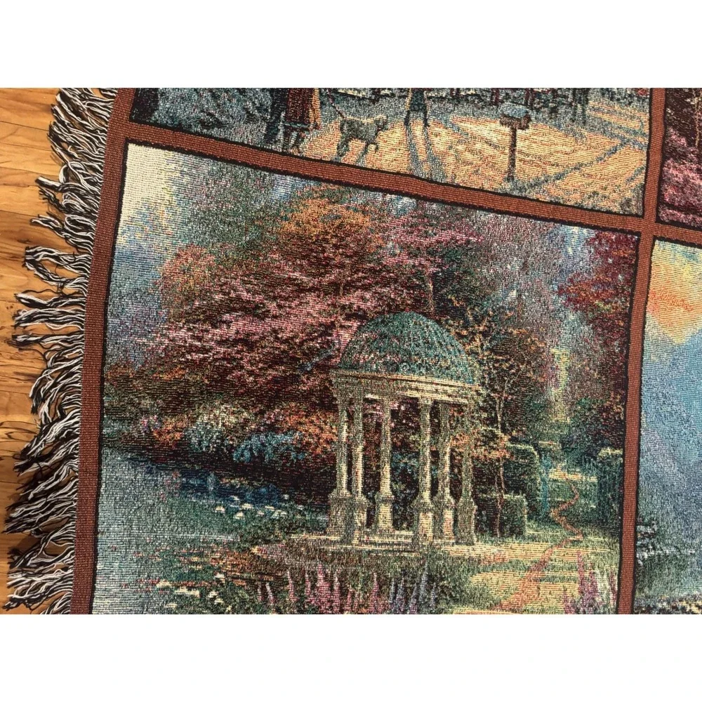 NWT‎ Thomas Kinkade Painter of Light Memorial Tapestry Throw Blanket Made in USA